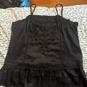 Express Black Beaded Spaghetti Strap Tank